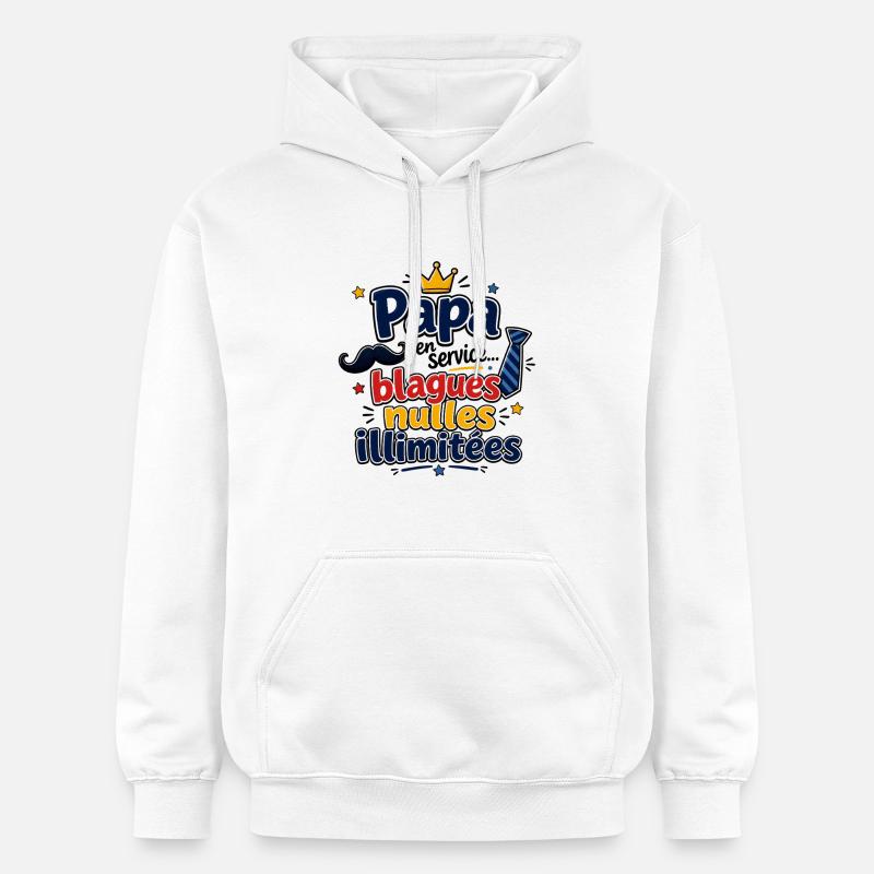 Papa blagues nulles illimitées - Sweat à capuche Softstyle® Gildan Unisexe - blanc