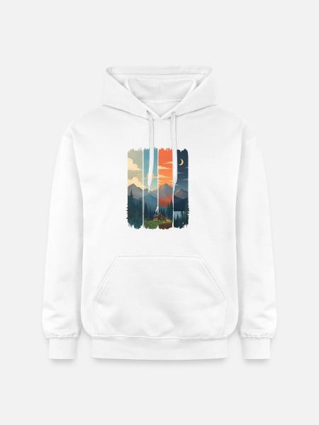 Horizons in four mountain panels - Gildan Unisex Softstyle® Midweight Hoodie - white
