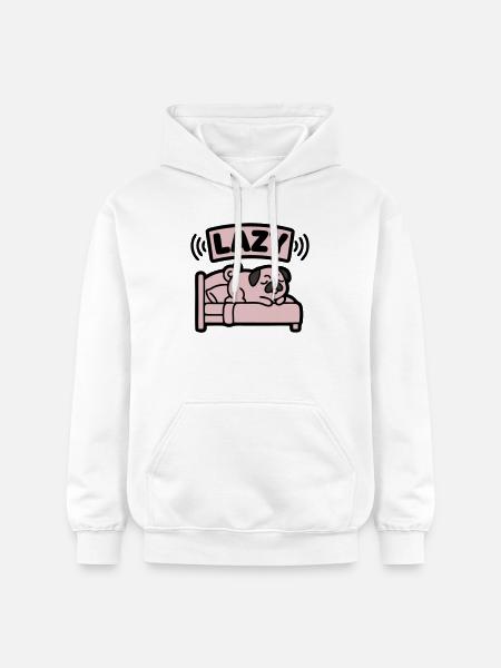 Lazy Pug Dog Bed Introvert - Gildan Unisex Softstyle® Midweight Hoodie - white
