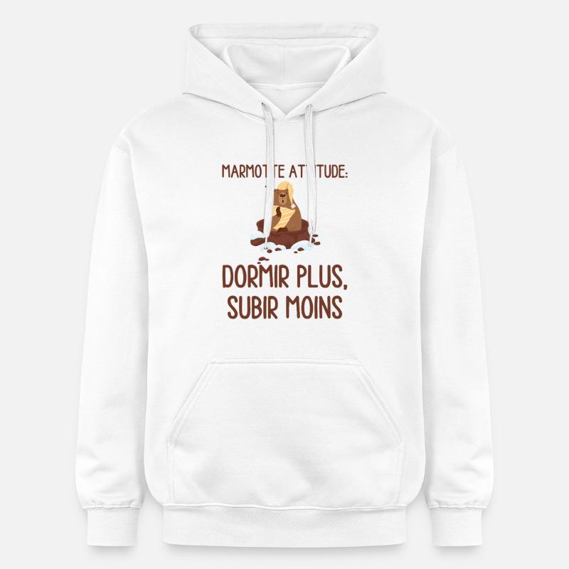 Marmotte Attitude Dormir Plus - Sweat à capuche Softstyle® Gildan Unisexe - blanc