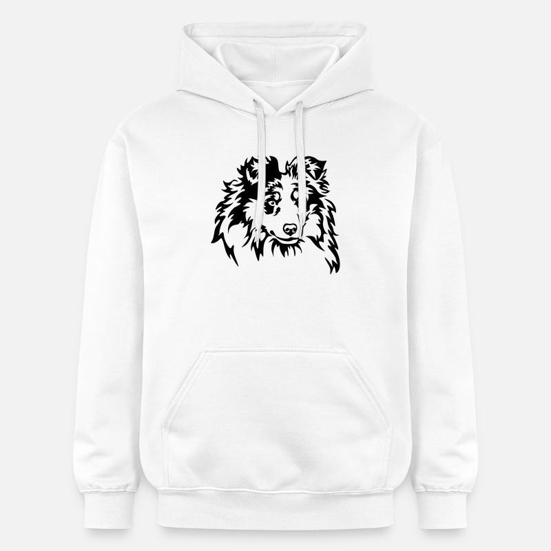 Sheltie Head - Sweat à capuche Softstyle® Gildan Unisexe - blanc