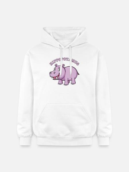 Lila Nilpferd Cartoon Lächeln - Gildan Unisex Softstyle® Midweight Hoodie - Weiß