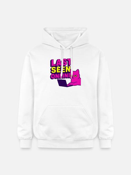 Sidst set online: Meme-design med irriteret kat - Gildan Softstyle® Midweight unisex-hoodie - hvid