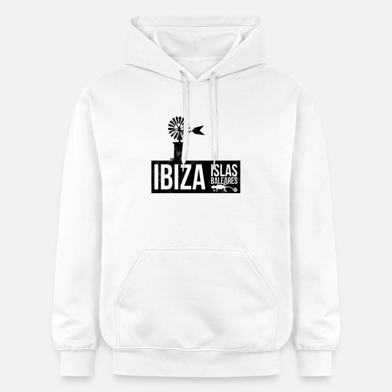 Île d’Ibiza Silhouette Éolienne - Sweat à capuche Softstyle® Gildan Unisexe - blanc