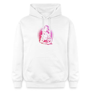 Direkte Motocross Aussage - Gildan Unisex Softstyle® Midweight Hoodie - Weiß - Vorne - Liana (172cm) & Jaron (178cm)