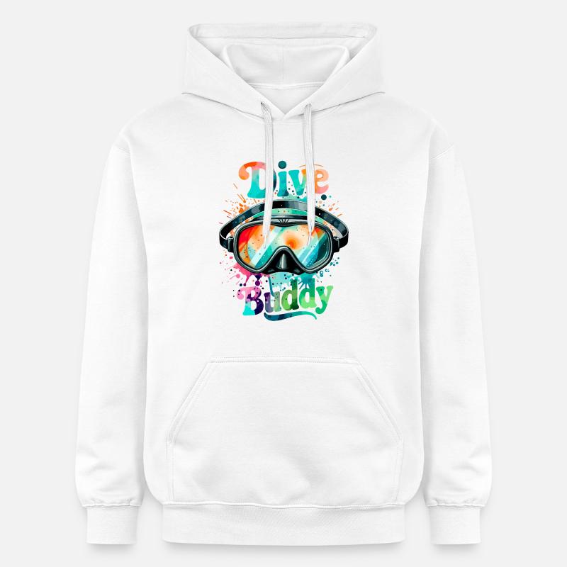 Lunettes de plongée Dive Buddy - Sweat à capuche Softstyle® Gildan Unisexe - blanc