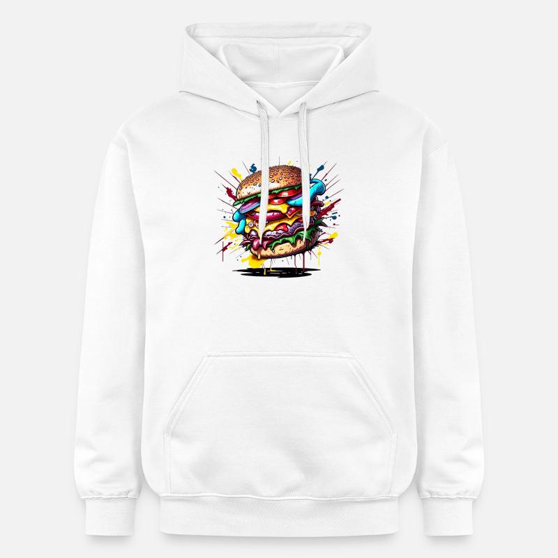 Hamburger Graffiti Farbexplosion - Gildan Unisex Softstyle® Midweight Hoodie - Weiß
