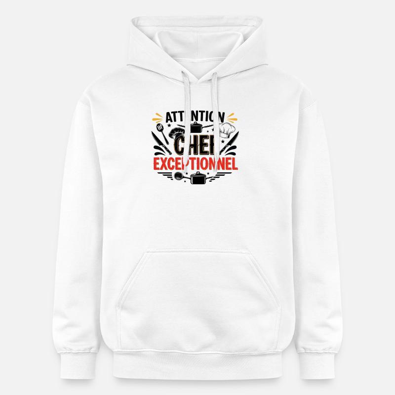 Attention Chef Exceptionnel - Sweat à capuche Softstyle® Gildan Unisexe - blanc