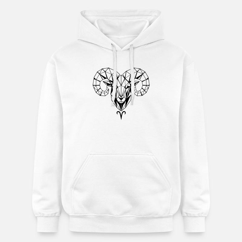 Bélier géométrique – Force & Courage - Sweat à capuche Softstyle® Gildan Unisexe - blanc