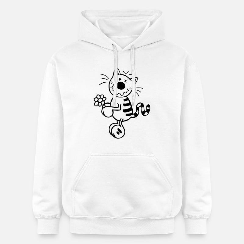 Chat avec la fleur - Sweat à capuche Softstyle® Gildan Unisexe - blanc