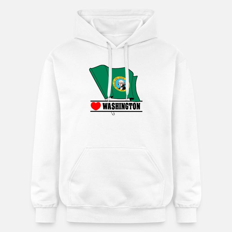 Drapeau Washington coeur WASHINGTON - Sweat à capuche Softstyle® Gildan Unisexe - blanc