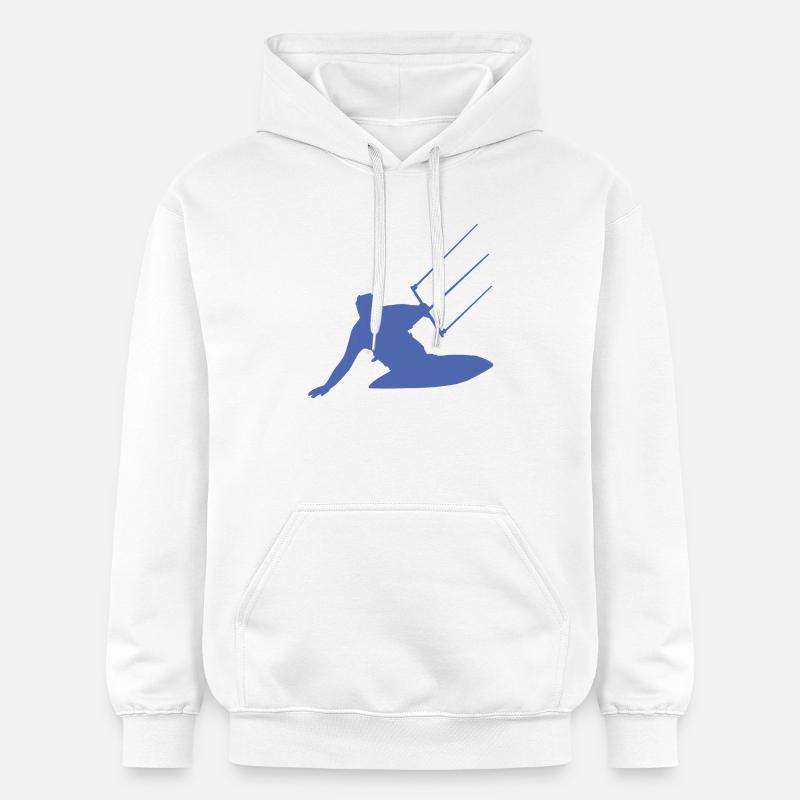 Kitesurfeur silhouette mer vagues aventure - Sweat à capuche Softstyle® Gildan Unisexe - blanc