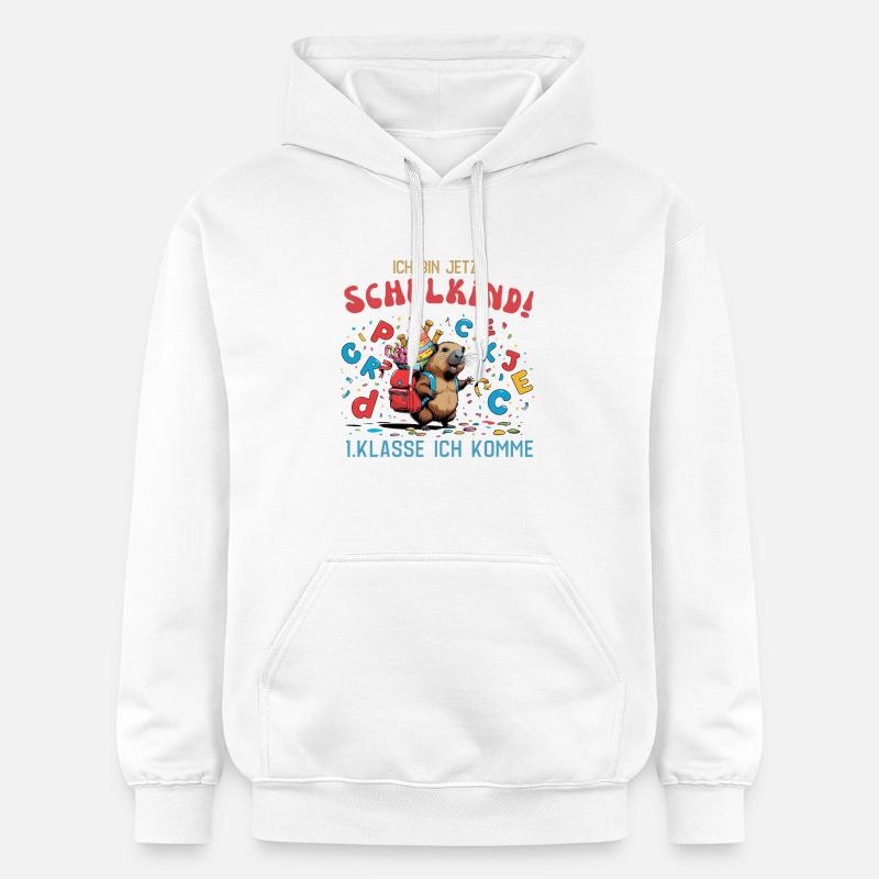 Écolier de Capybara – 1ère année, j’arrive ! - Sweat à capuche Softstyle® Gildan Unisexe - blanc