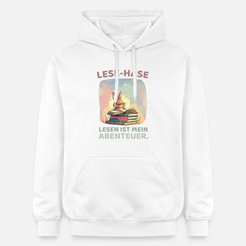 Lecture de lapin avec style aventure - Sweat à capuche Softstyle® Gildan Unisexe - blanc
