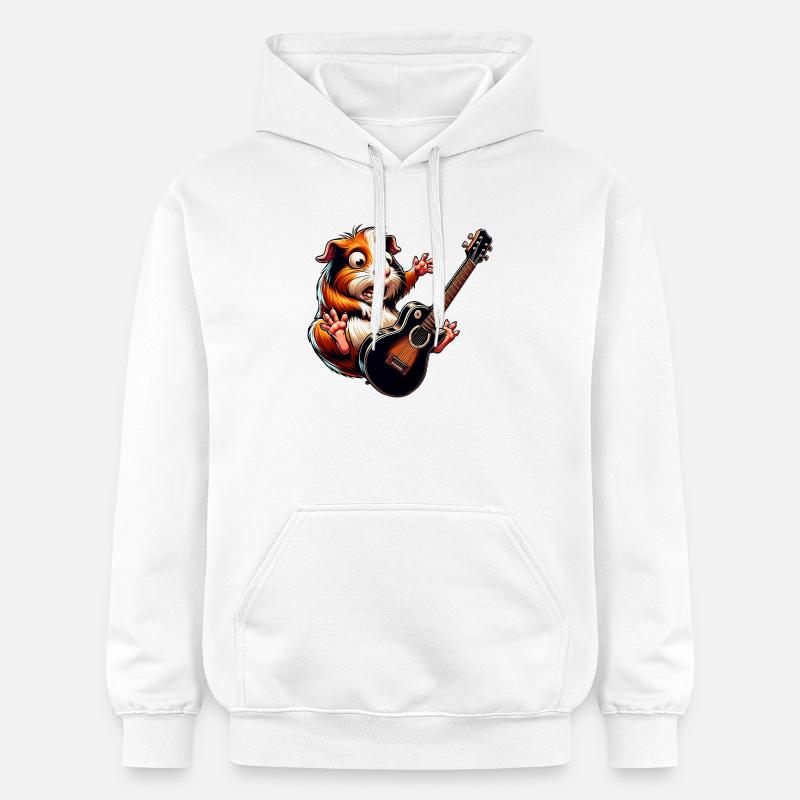 Cochon d’Inde rocks avec guitare électrique - Sweat à capuche Softstyle® Gildan Unisexe - blanc