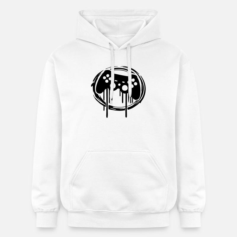 Motif circulaire de manette de jeu - Sweat à capuche Softstyle® Gildan Unisexe - blanc