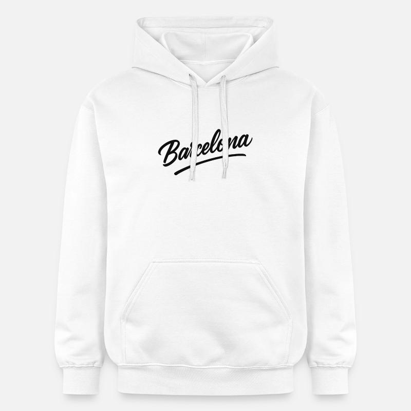 Script Barcelone avec ligne d’arc - Sweat à capuche Softstyle® Gildan Unisexe - blanc