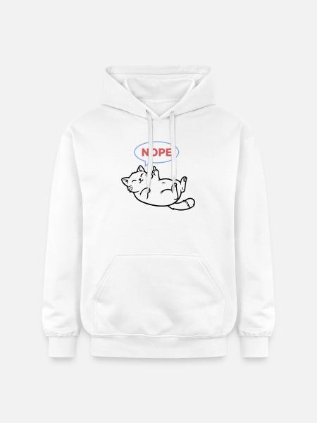 Laughing Cat Nope Middle Finger - Gildan Unisex Softstyle® Midweight Hoodie - white