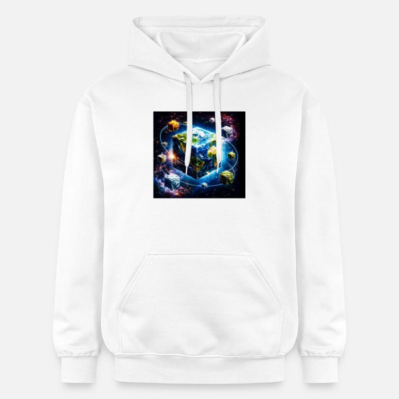 Cube terrestre dans l’espace - Sweat à capuche Softstyle® Gildan Unisexe - blanc