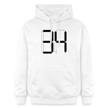 NUMÉRO 34 Trente-quatre Cadeaux Numériques - Sweat à capuche Softstyle® Gildan Unisexe - blanc - Devant - Liana (172cm) & Jaron (178cm)