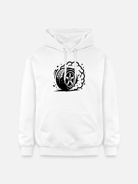 Car Tire Drifting Icon - Gildan Unisex Softstyle® Midweight Hoodie - white