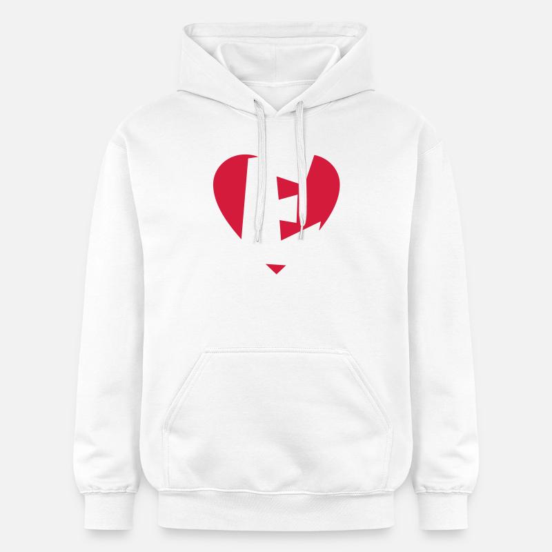 Cœur E - J'aime E - Sweat à capuche Softstyle® Gildan Unisexe - blanc