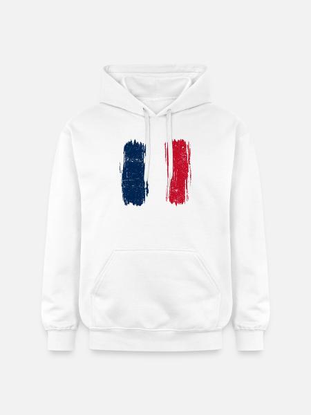 Brushstroke French Flag - Gildan Unisex Softstyle® Midweight Hoodie - white