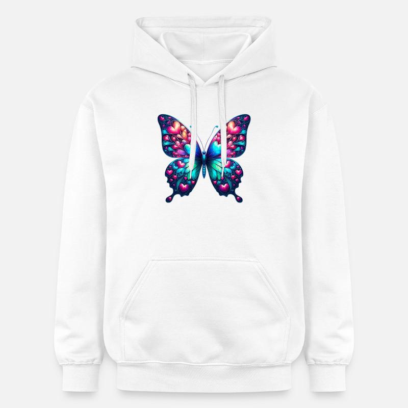 Sommerfuglhjerte hjerter små hjerter lite hjerte - Gildan Unisex Softstyle® Midweight Hoodie - hvit