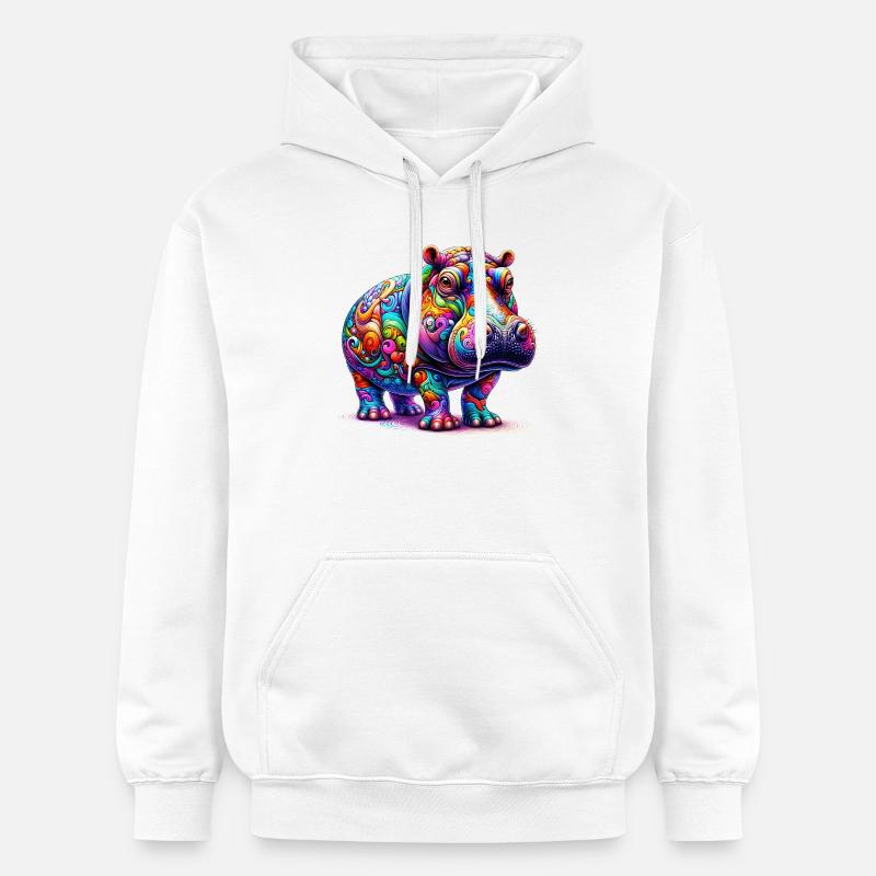 Hippopotame - Sweat à capuche Softstyle® Gildan Unisexe - blanc