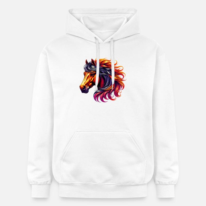 Cheval - Sweat à capuche Softstyle® Gildan Unisexe - blanc