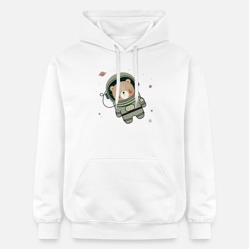 Ours astronaute mignon dans l’espace - Sweat à capuche Softstyle® Gildan Unisexe - blanc