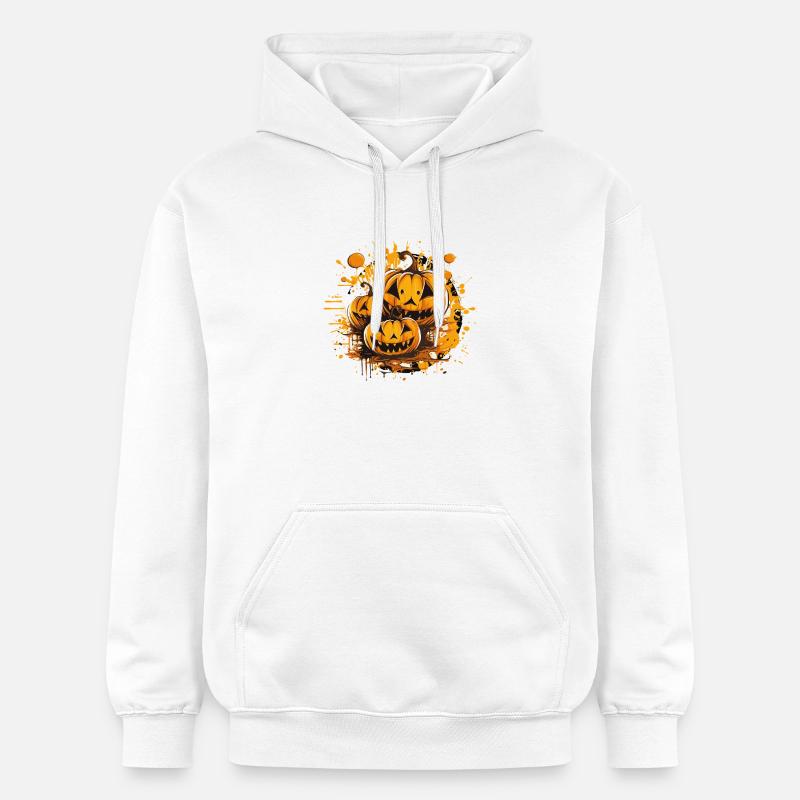 Éclaboussures de citrouille Art d’Halloween - Sweat à capuche Softstyle® Gildan Unisexe - blanc