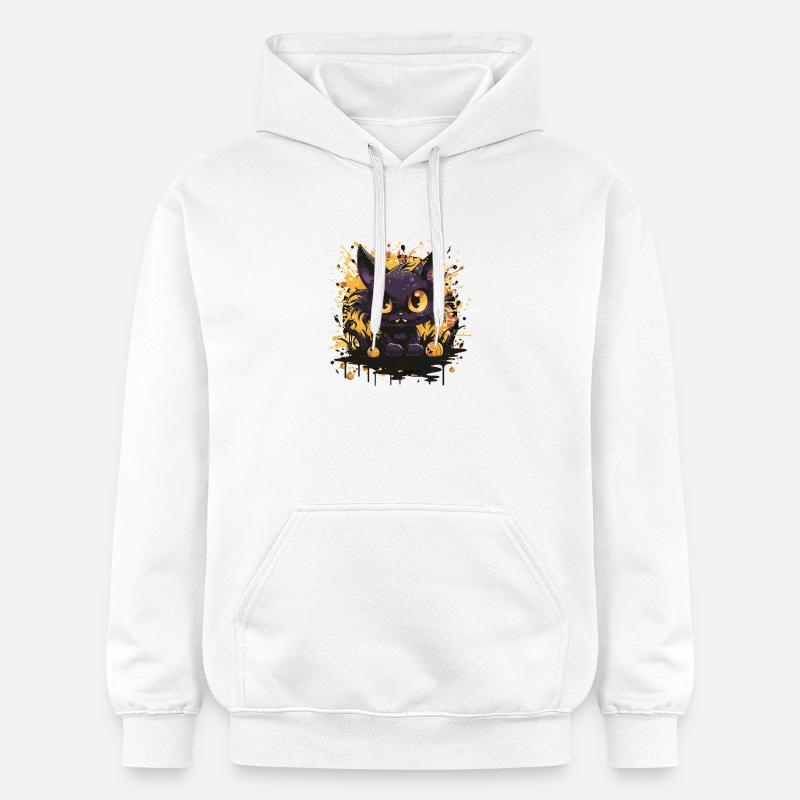 Chat noir avec des citrouilles Halloween - Sweat à capuche Softstyle® Gildan Unisexe - blanc