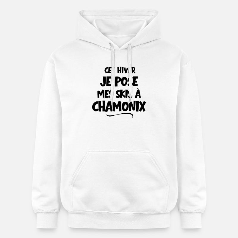 station de ski, skier, skieur - Sweat à capuche Softstyle® Gildan Unisexe - blanc