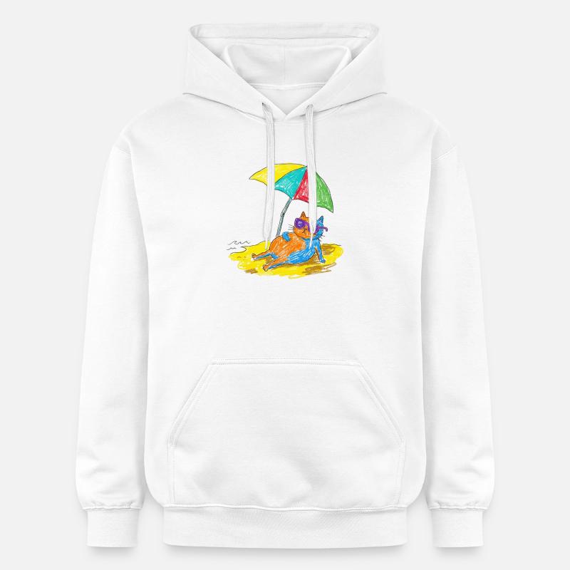 Des chats sur la plage - Sweat à capuche Softstyle® Gildan Unisexe - blanc