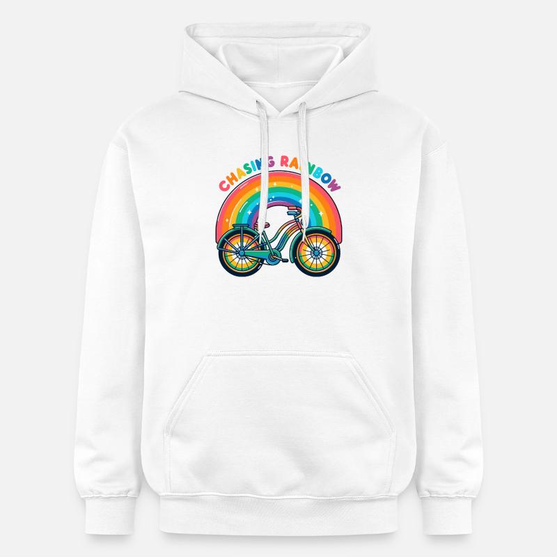 Conception de vélo Chasing Rainbow - Sweat à capuche Softstyle® Gildan Unisexe - blanc