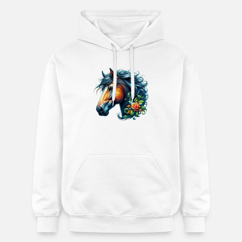 Cheval - Sweat à capuche Softstyle® Gildan Unisexe - blanc