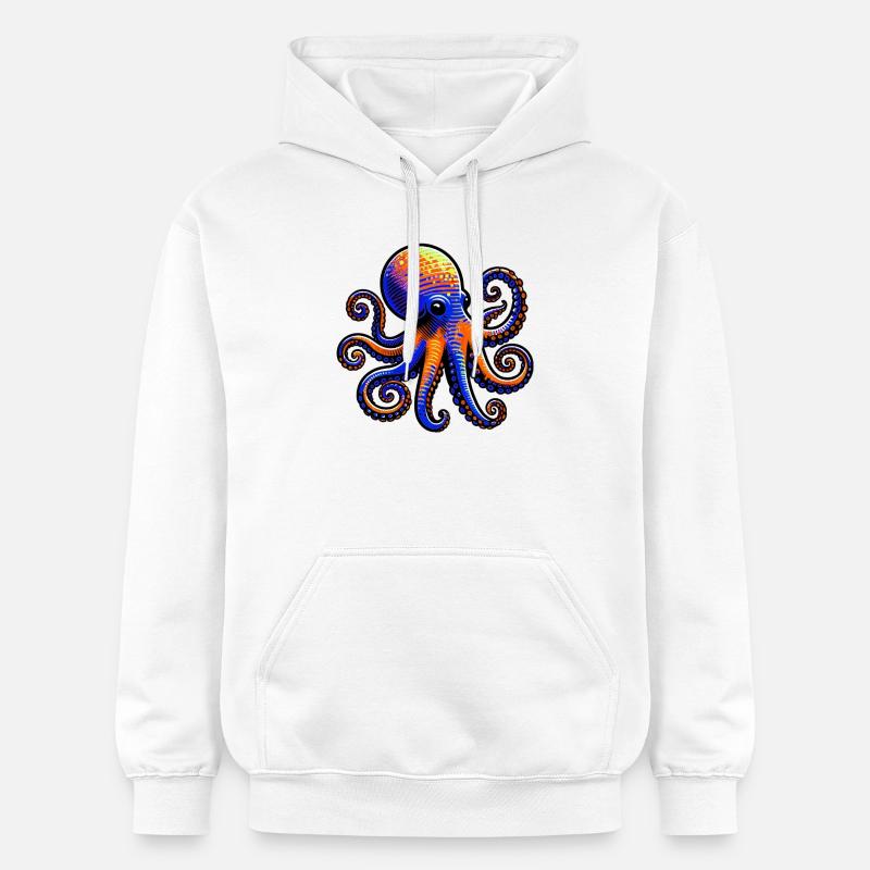 Pieuvre - Sweat à capuche Softstyle® Gildan Unisexe - blanc