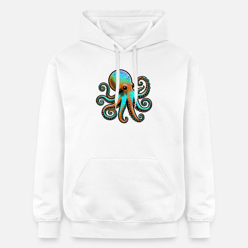 Pieuvre - Sweat à capuche Softstyle® Gildan Unisexe - blanc