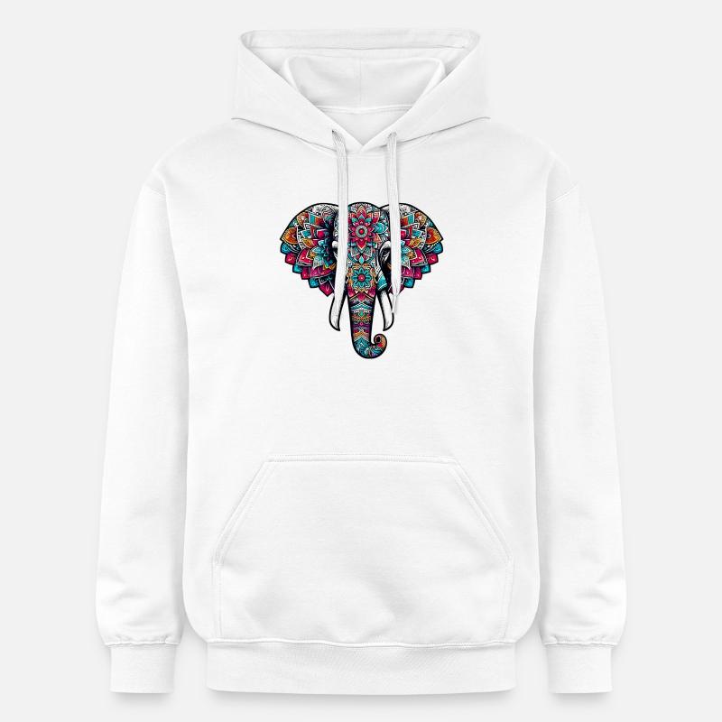 Éléphant - Sweat à capuche Softstyle® Gildan Unisexe - blanc