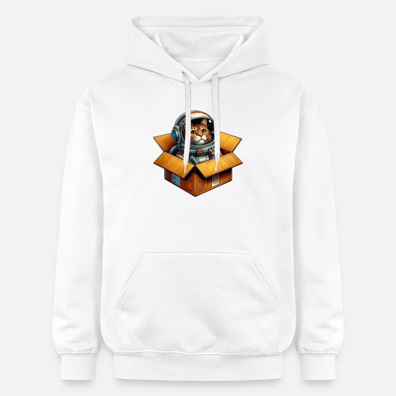 Chat astronaute - Sweat à capuche Softstyle® Gildan Unisexe - blanc