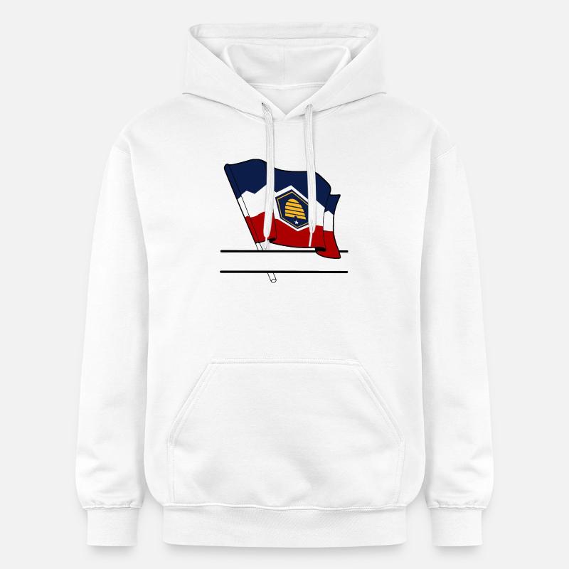 Drapeau Utah bandeau de texte - Sweat à capuche Softstyle® Gildan Unisexe - blanc