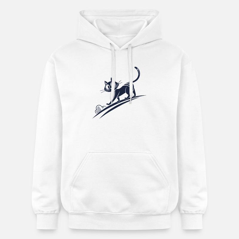 Chat curieux en ligne courbe - Sweat à capuche Softstyle® Gildan Unisexe - blanc