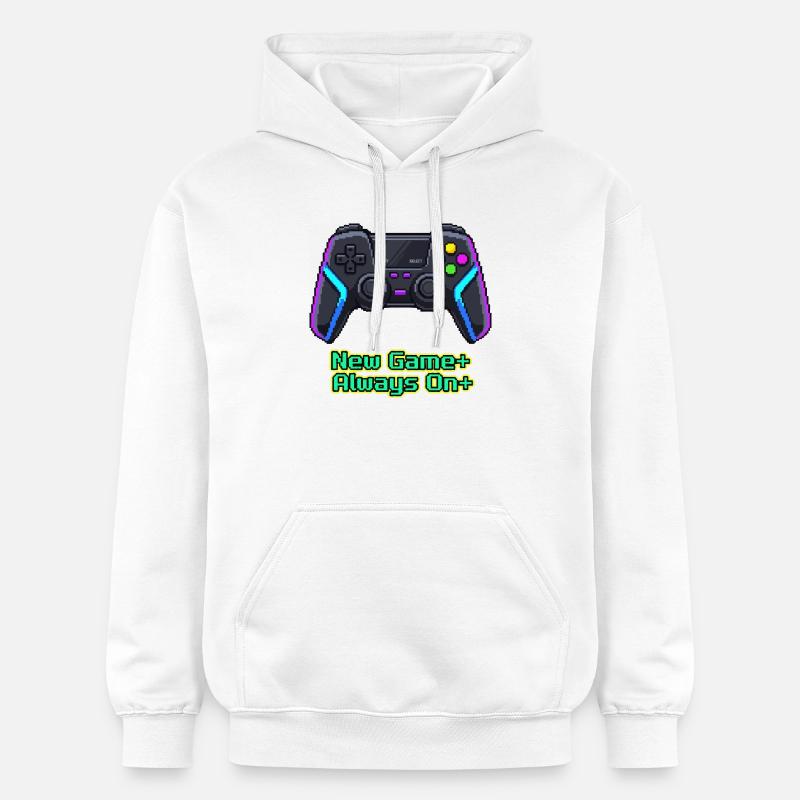 Neon Pixel Controller New Game Plus - Sweat à capuche Softstyle® Gildan Unisexe - blanc