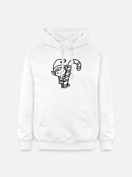 Cute Christmas Elf with Candy Cane - Gildan Unisex Softstyle® Midweight Hoodie - white