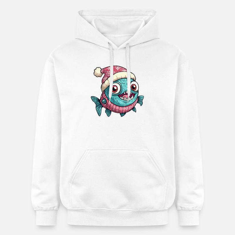 Noël de poisson piranha - Sweat à capuche Softstyle® Gildan Unisexe - blanc
