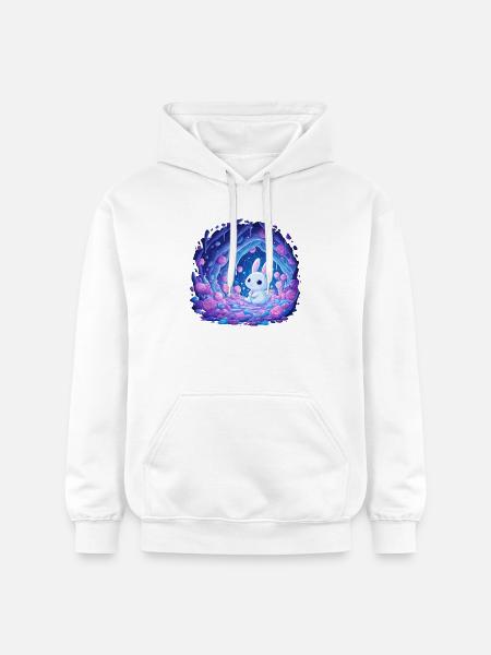 Mondschein Kaninchen im Rosenwald - Gildan Unisex Softstyle® Midweight Hoodie - Weiß