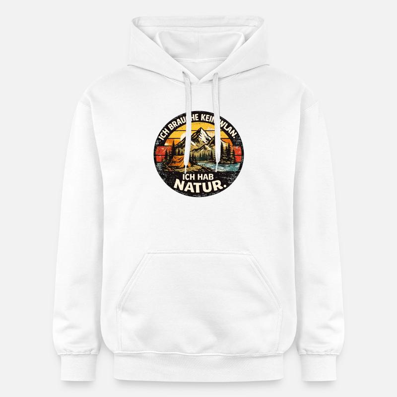 Camping en forêt Nature rétro - Sweat à capuche Softstyle® Gildan Unisexe - blanc