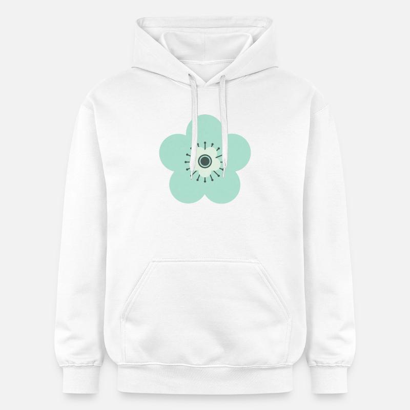 Vert menthe et fleur bleue - Sweat à capuche Softstyle® Gildan Unisexe - blanc
