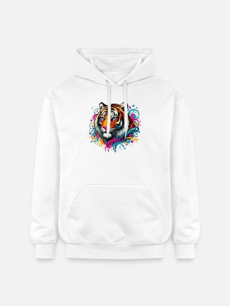Tigre - Sweat à capuche Softstyle® Gildan Unisexe - blanc